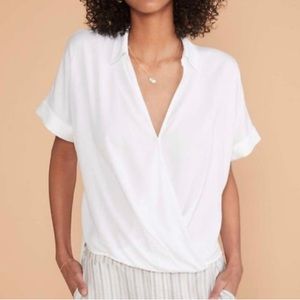 Lou & Grey White Wrap Front Top | Medium